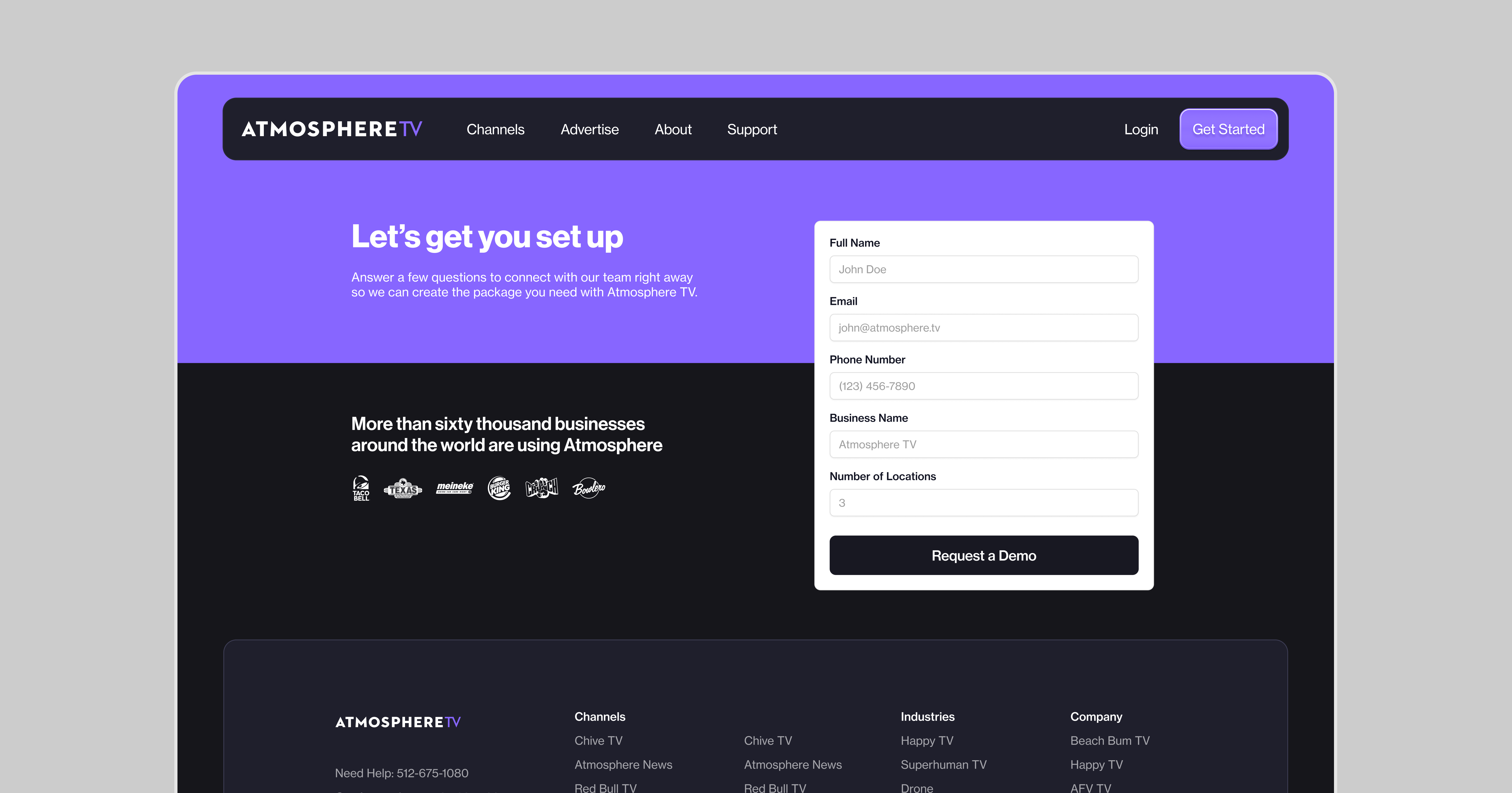 New schedule a demo page for enterprise users